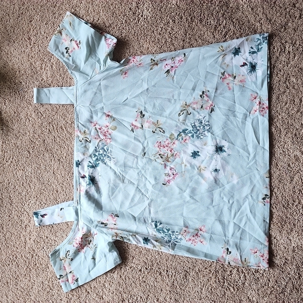 Shein 1x floral mint cold shoulder top